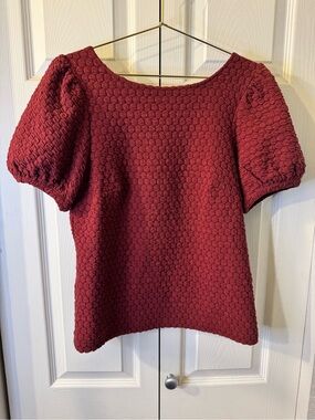 Porridge Deep Burnt Orange Textured Puff Sleeve Top